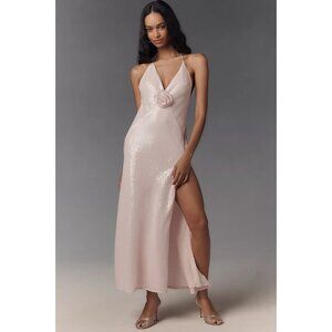 Bardot Aradia Sequin Halter Slip Dress Baby Pink 12